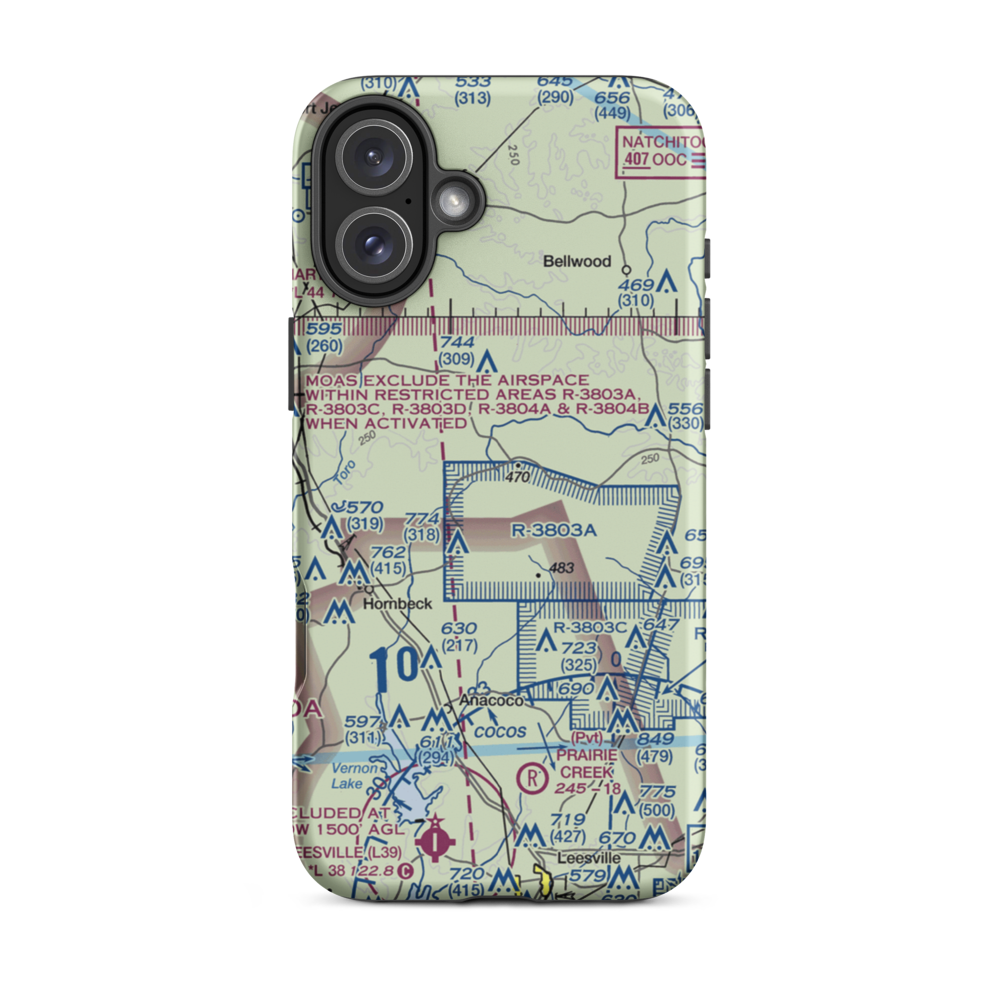 Peason Landing Strip (AWC) VFR Sectional  Tough iPhone Case iPhone 16 Plus model shown