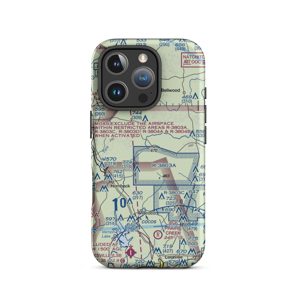 Peason Landing Strip (AWC) VFR Sectional  Tough iPhone Case iPhone 16 Pro model shown
