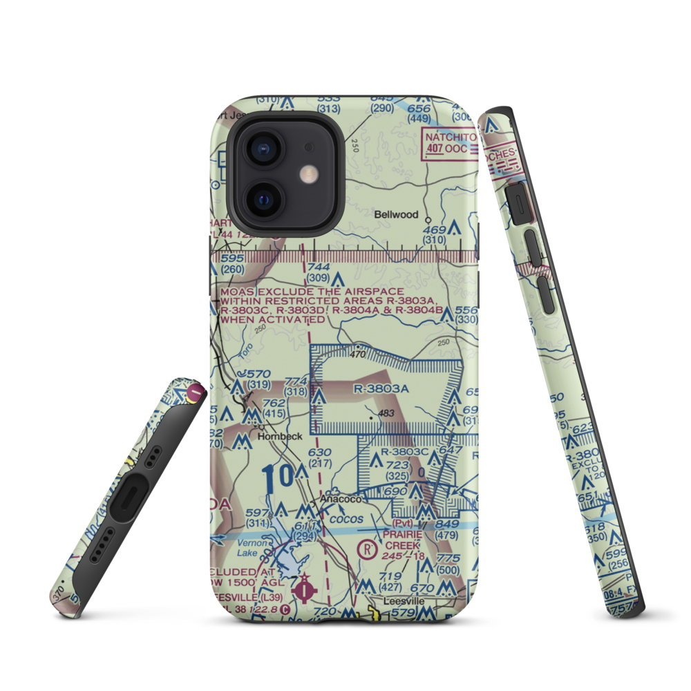 Peason Landing Strip (AWC) VFR Sectional  Tough iPhone Case iPhone 12 model shown