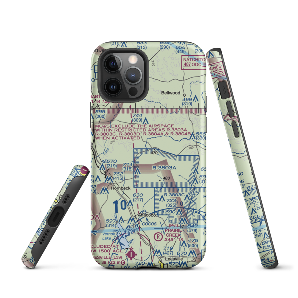 Peason Landing Strip (AWC) VFR Sectional  Tough iPhone Case iPhone 12 Pro model shown
