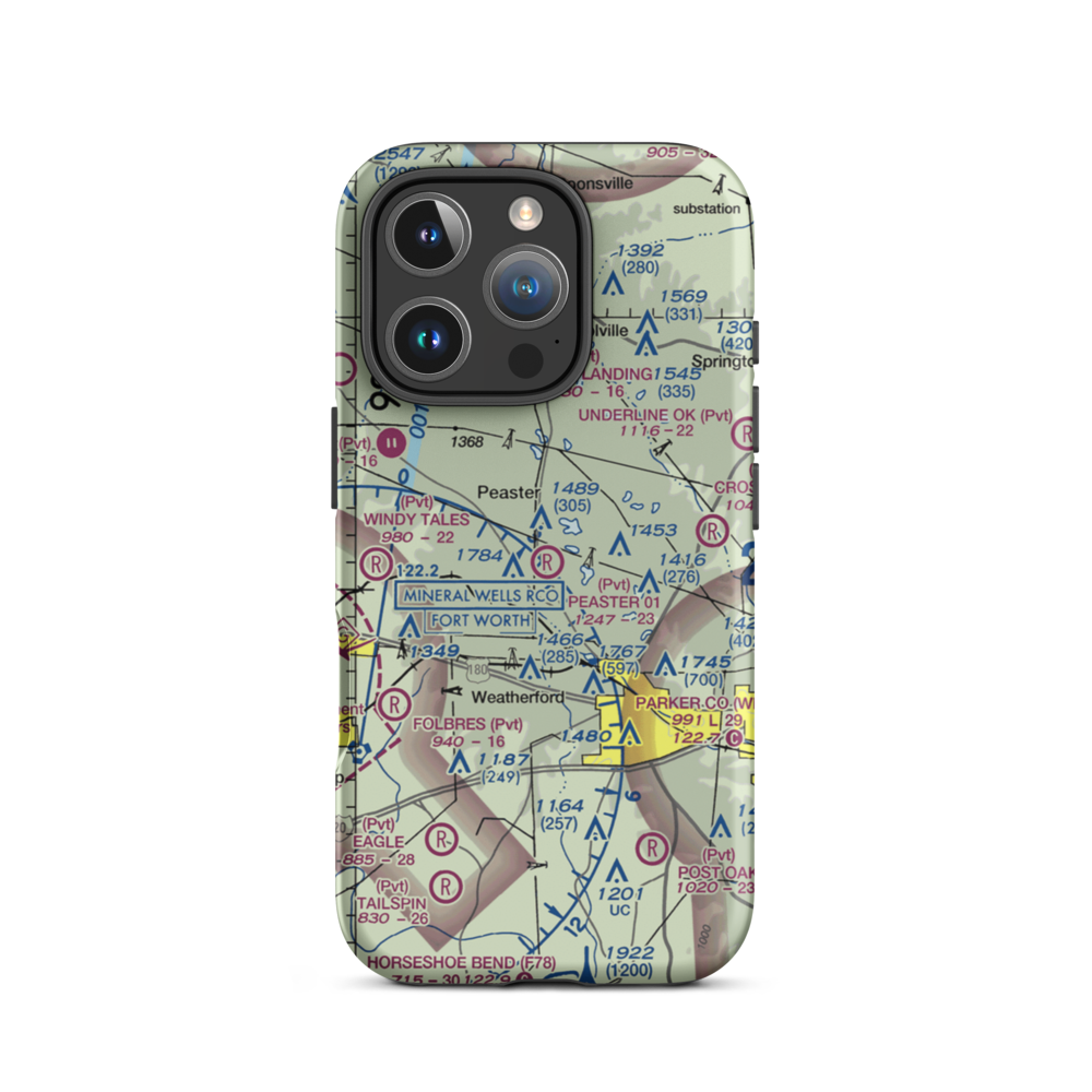 Peaster 01 Airport (XS53) VFR Sectional  Tough iPhone Case iPhone 16 Pro model shown