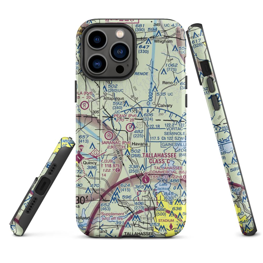 Peavy Farms Airport (76FD) VFR Sectional  Tough iPhone Case iPhone 13 Pro Max model shown