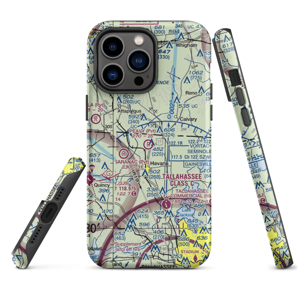 Peavy Farms Airport (76FD) VFR Sectional  Tough iPhone Case iPhone 14 Pro Max model shown