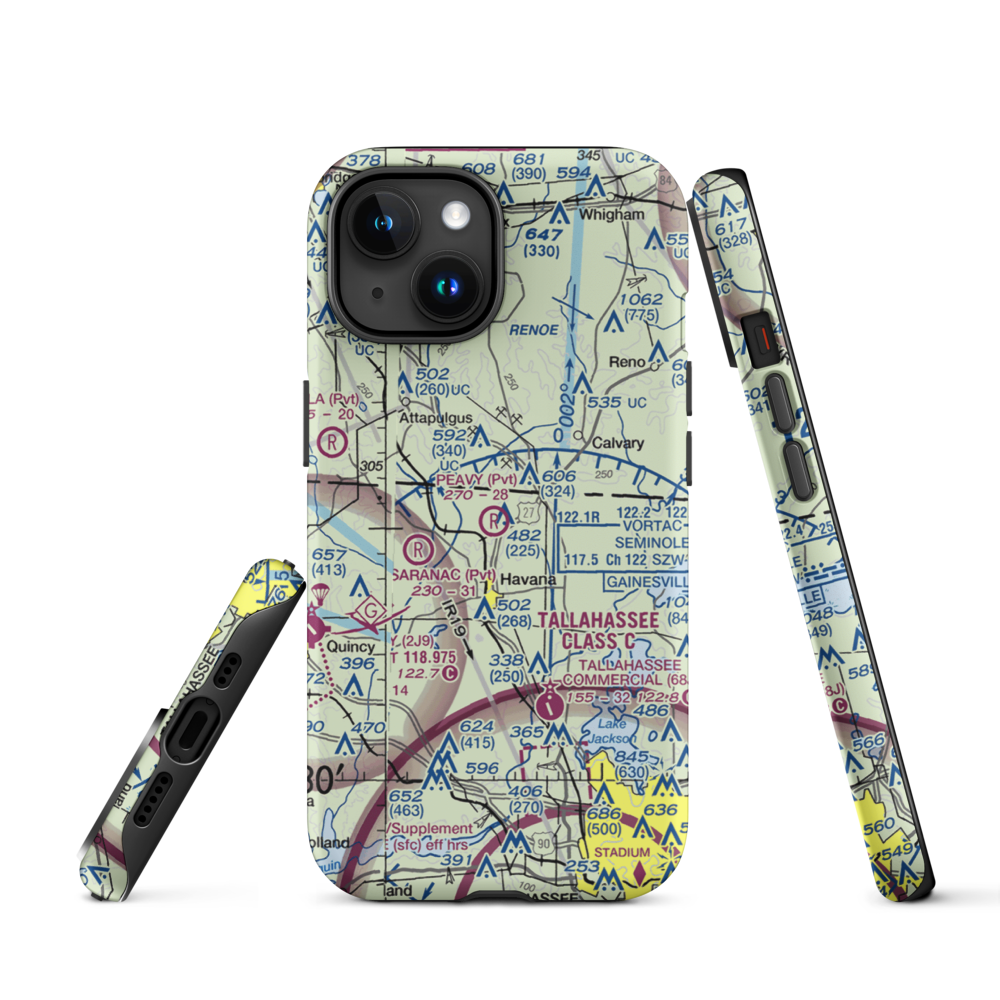 Peavy Farms Airport (76FD) VFR Sectional  Tough iPhone Case iPhone 15 model shown