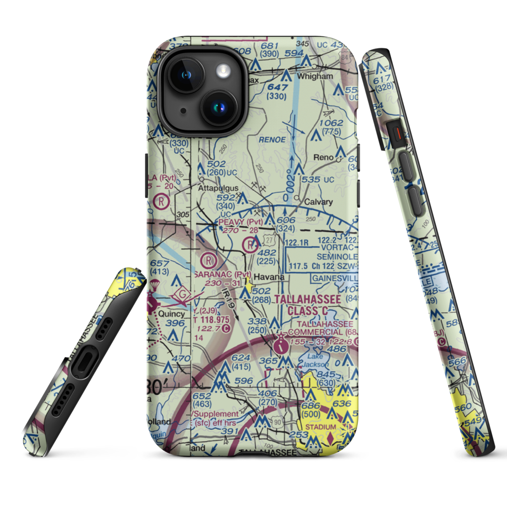 Peavy Farms Airport (76FD) VFR Sectional  Tough iPhone Case iPhone 15 Plus model shown