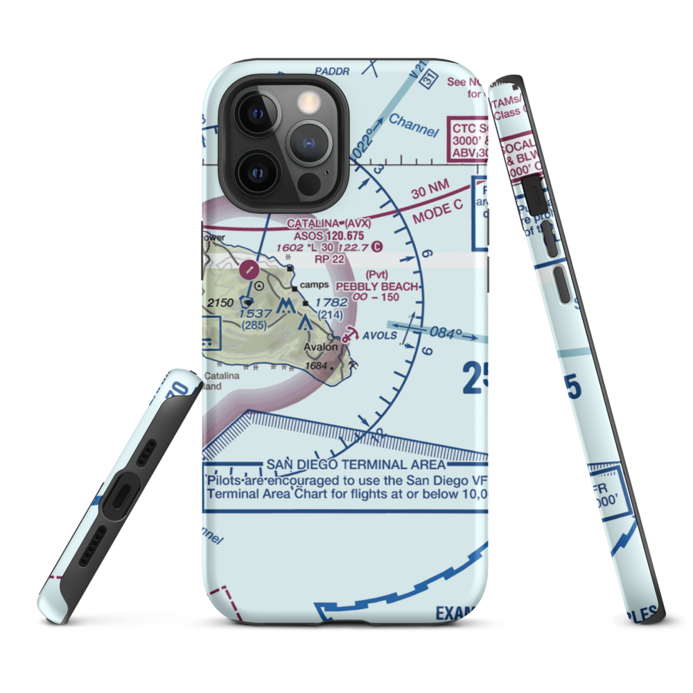 Pebbly Beach Seaplane Base (L11) VFR Sectional  Tough iPhone Case iPhone 12 Pro Max model shown