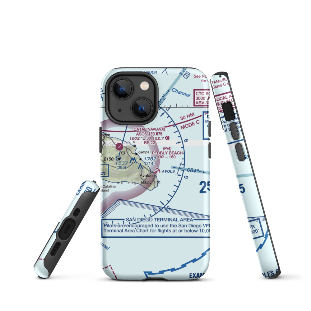 Pebbly Beach Seaplane Base (L11) VFR Sectional  Tough iPhone Case iPhone 13 mini model shown