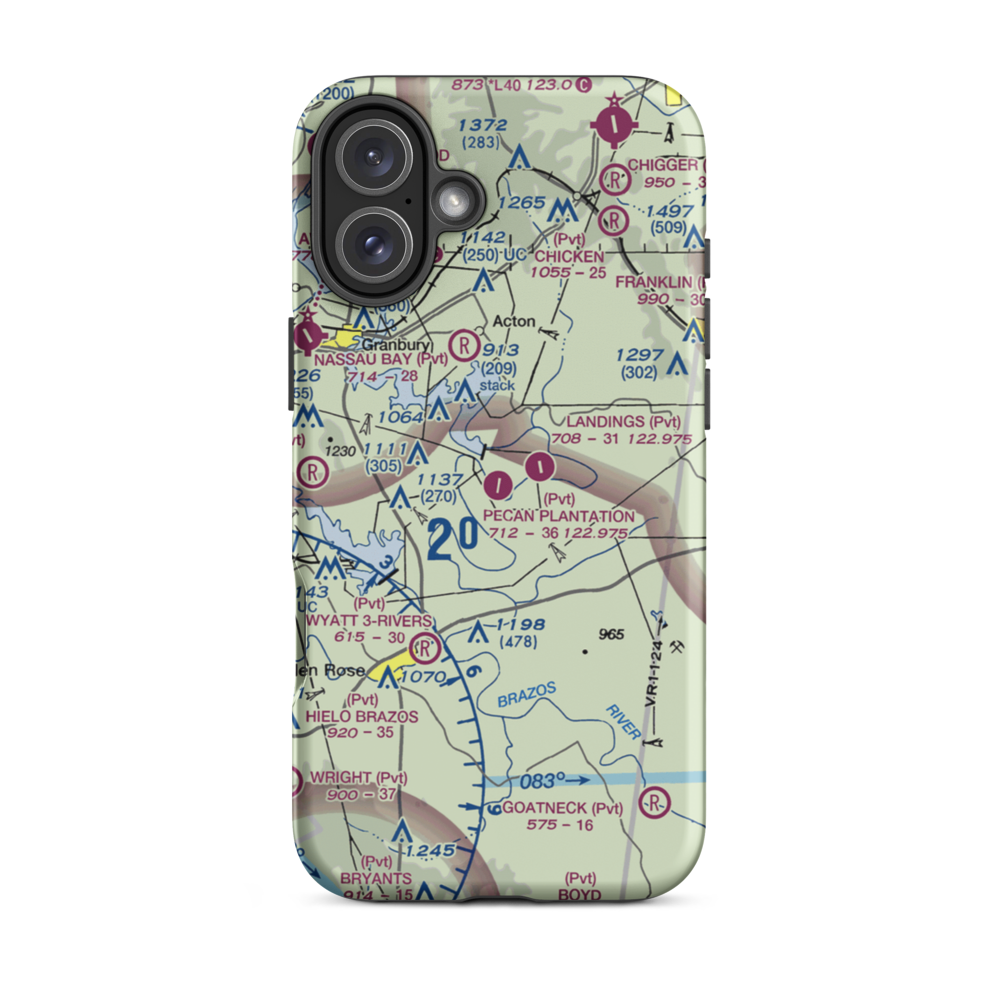 Pecan Plantation Airport (0TX1) VFR Sectional  Tough iPhone Case iPhone 16 Plus model shown