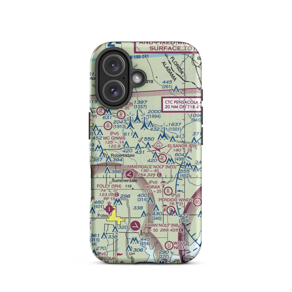 Pecan Ponds Farm Airport (AL84) VFR Sectional  Tough iPhone Case iPhone 16 model shown