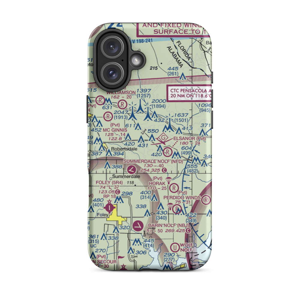 Pecan Ponds Farm Airport (AL84) VFR Sectional  Tough iPhone Case iPhone 16 Plus model shown