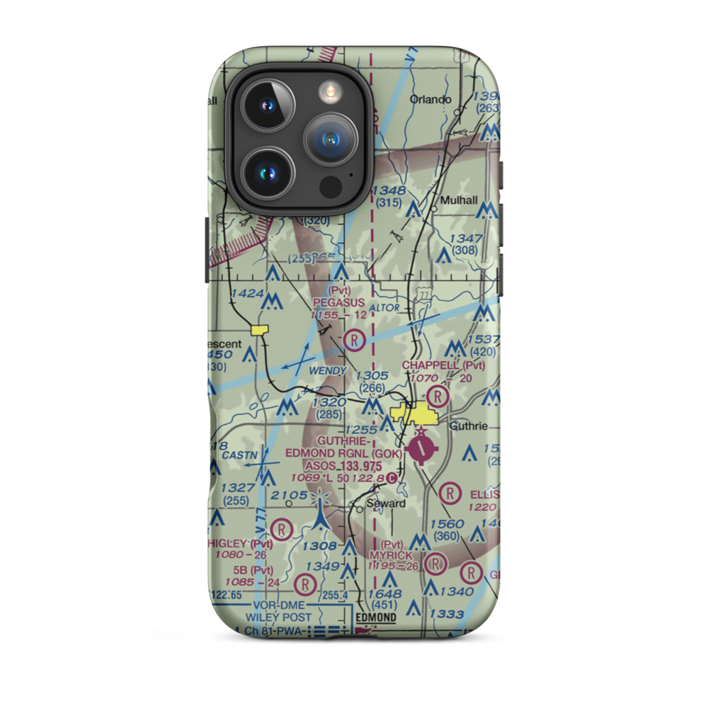 Pegasus Airpark (74OK) VFR Sectional  Tough iPhone Case iPhone 16 Pro Max model shown