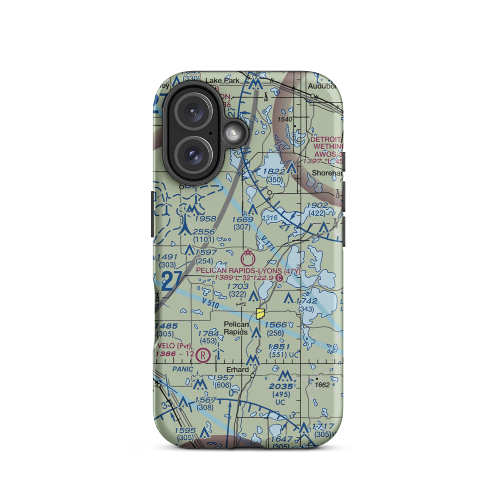 Pelican Rapids Muni-Lyon's Field (47Y) VFR Sectional  Tough iPhone Case iPhone 16 model shown