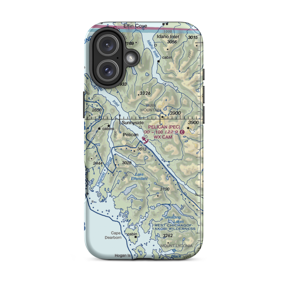 Pelican Seaplane Base (PEC) VFR Sectional  Tough iPhone Case iPhone 16 Plus model shown