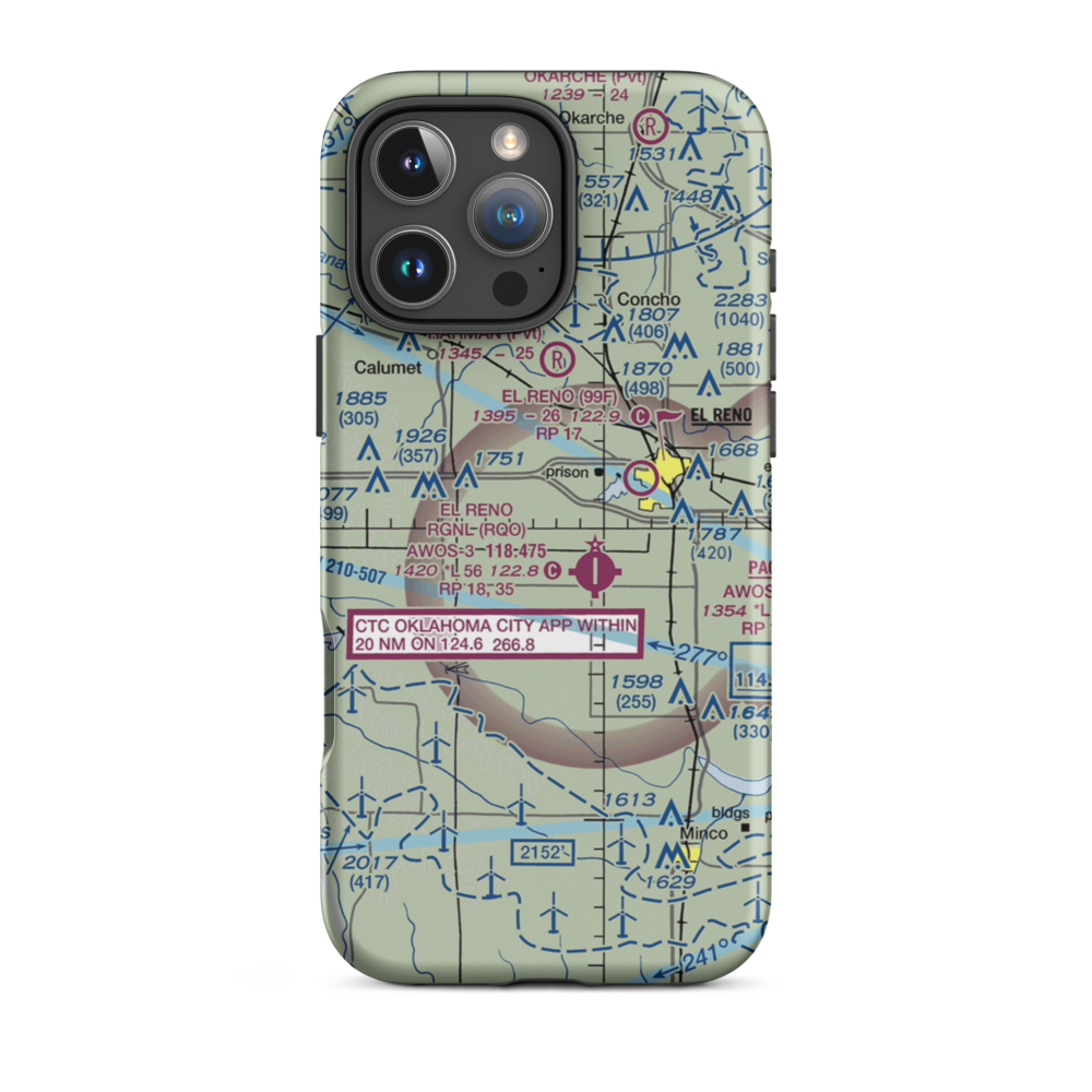 Pellar Farm Airport (28OK) VFR Sectional  Tough iPhone Case iPhone 16 Pro Max model shown