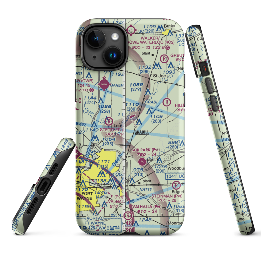 Pelz Port Airport (II11) VFR Sectional  Tough iPhone Case iPhone 15 Plus model shown