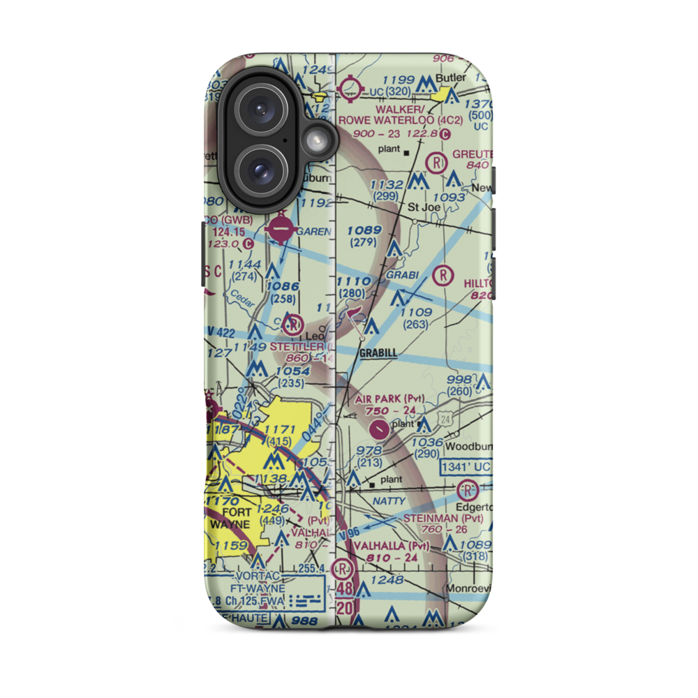 Pelz Port Airport (II11) VFR Sectional  Tough iPhone Case iPhone 16 Plus model shown