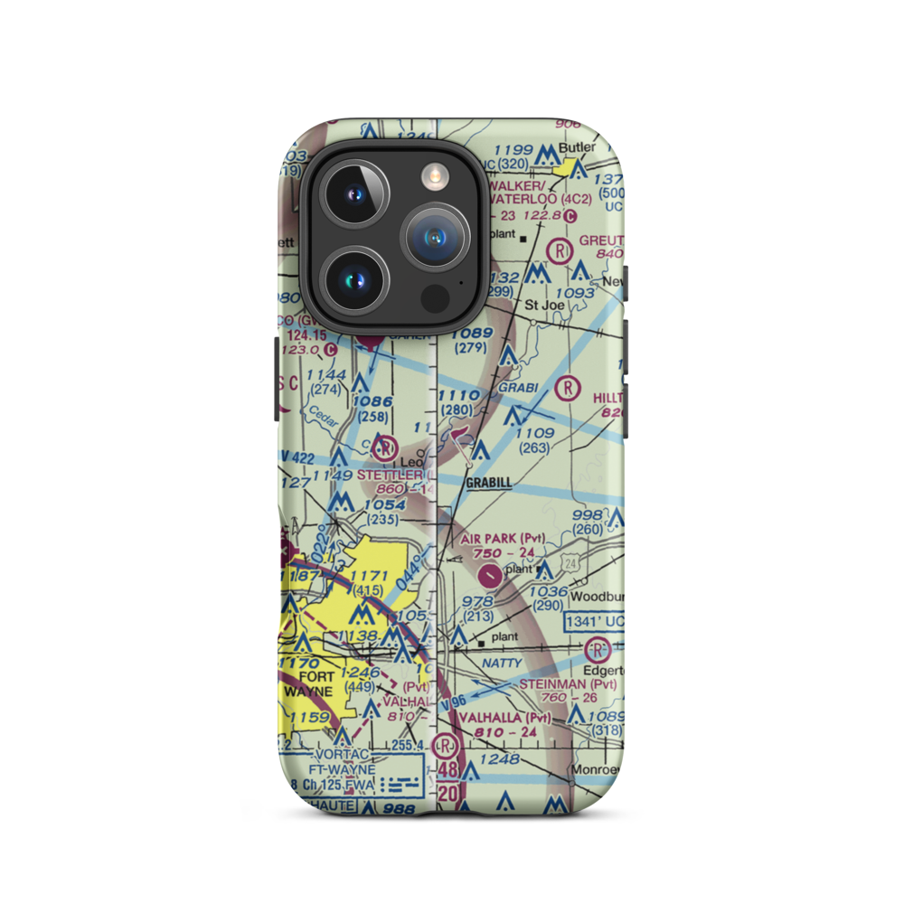 Pelz Port Airport (II11) VFR Sectional  Tough iPhone Case iPhone 16 Pro model shown