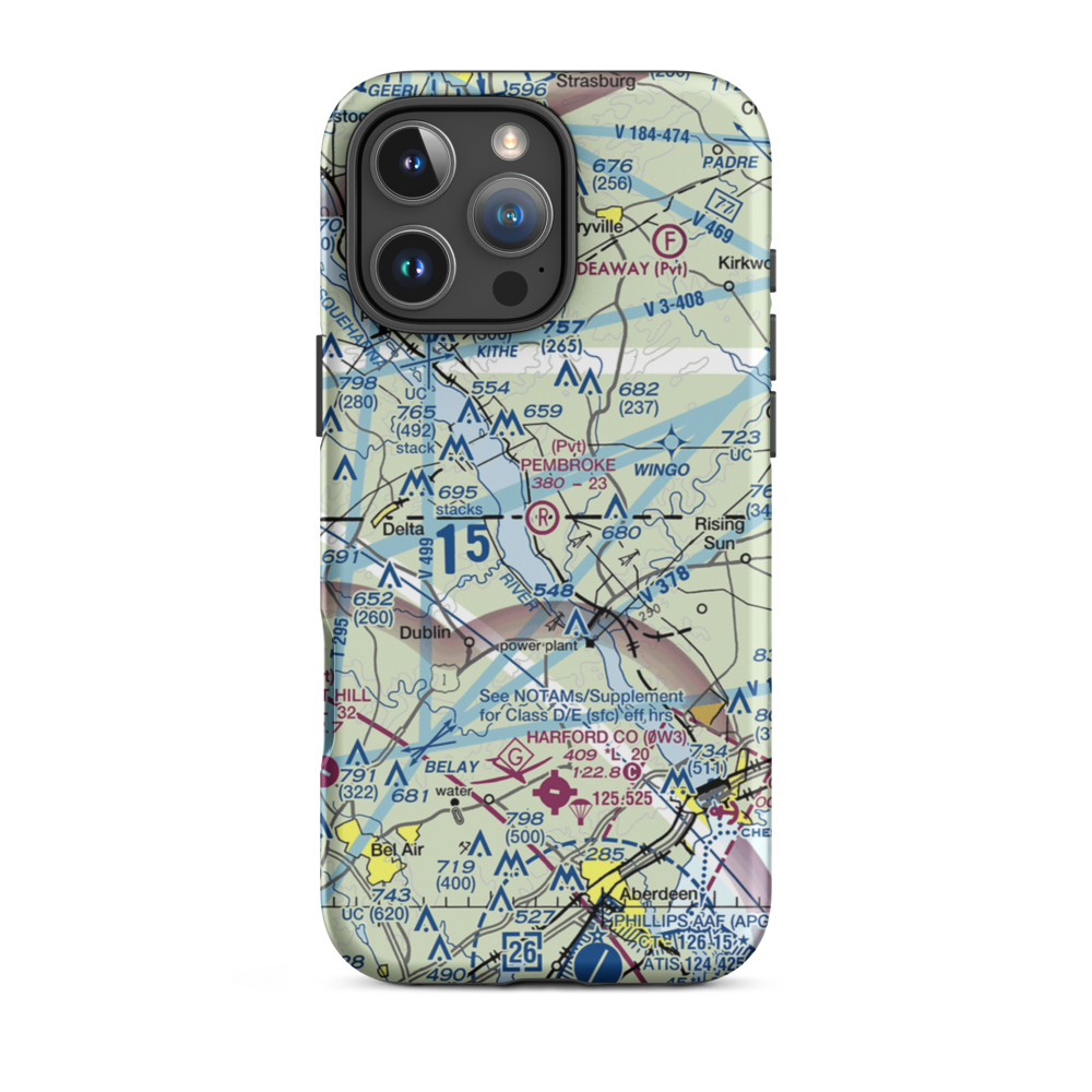 Pembroke Farm Airport (6MD4) VFR Sectional  Tough iPhone Case iPhone 16 Pro Max model shown