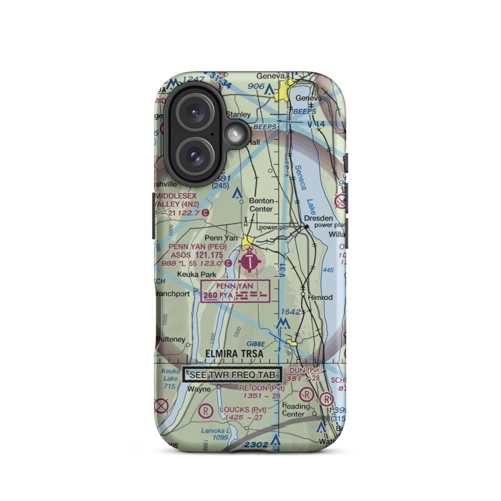 Penn Yan Airport (PEO) VFR Sectional  Tough iPhone Case iPhone 16 model shown