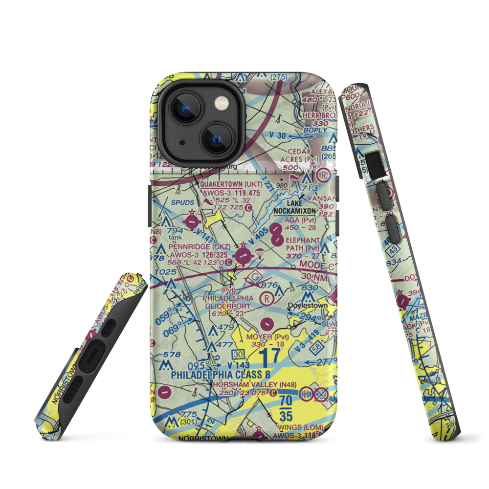 Pennridge Airport (CKZ) VFR Sectional  Tough iPhone Case iPhone 14 model shown