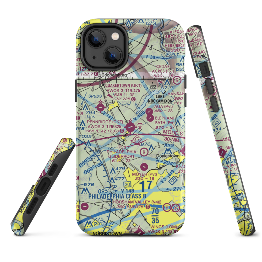 Pennridge Airport (CKZ) VFR Sectional  Tough iPhone Case iPhone 14 Plus model shown