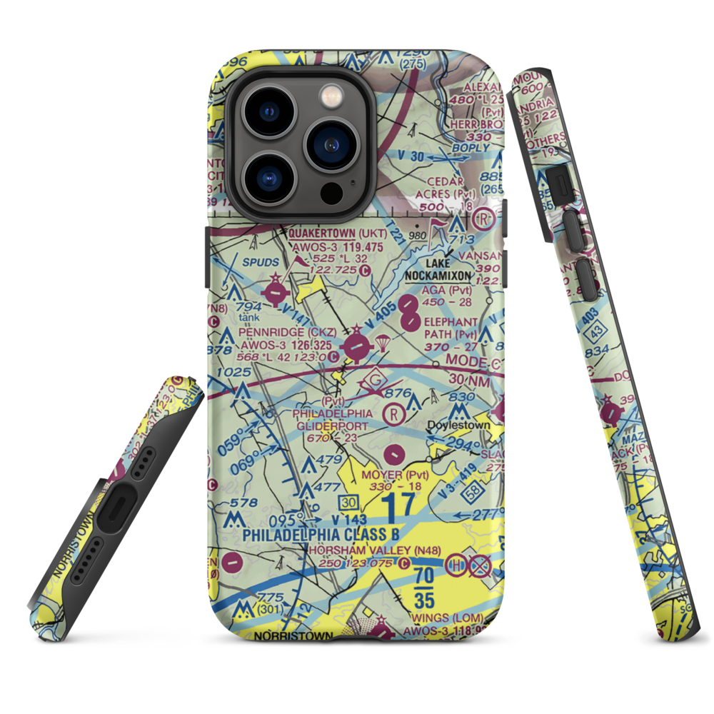 Pennridge Airport (CKZ) VFR Sectional  Tough iPhone Case iPhone 14 Pro Max model shown