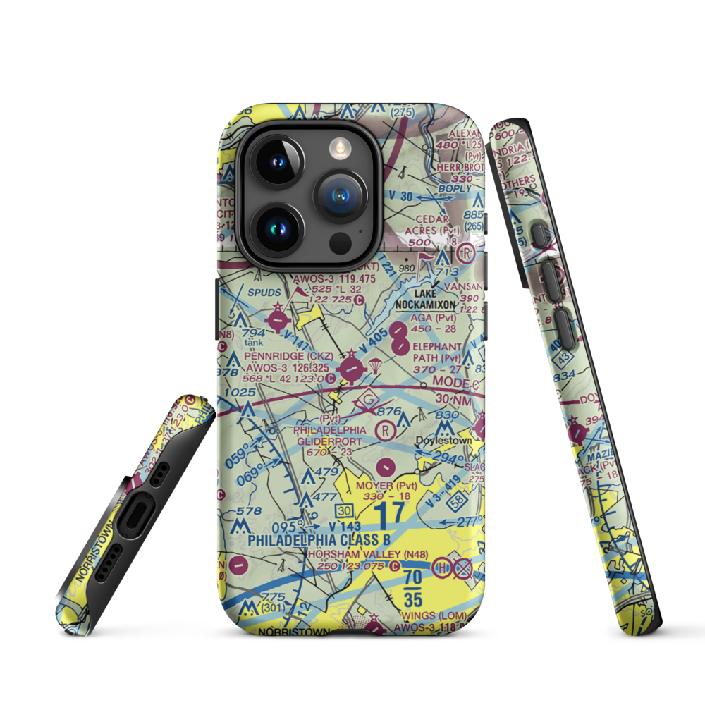Pennridge Airport (CKZ) VFR Sectional  Tough iPhone Case iPhone 15 Pro model shown