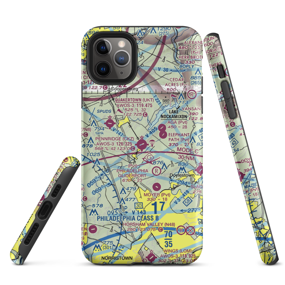Pennridge Airport (CKZ) VFR Sectional  Tough iPhone Case iPhone 11 Pro Max model shown