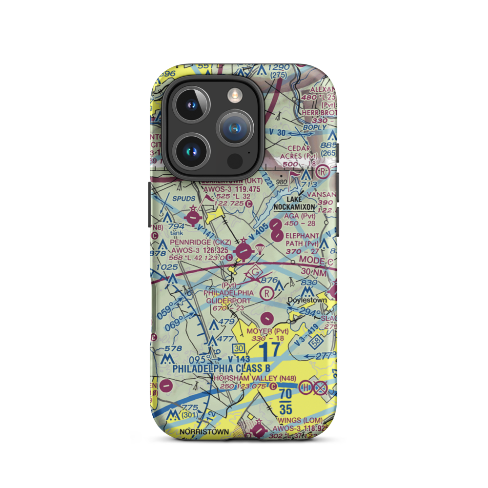 Pennridge Airport (CKZ) VFR Sectional  Tough iPhone Case iPhone 16 Pro model shown