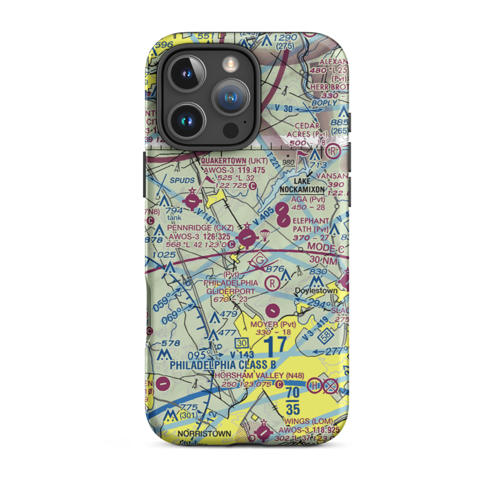 Pennridge Airport (CKZ) VFR Sectional  Tough iPhone Case iPhone 16 Pro Max model shown