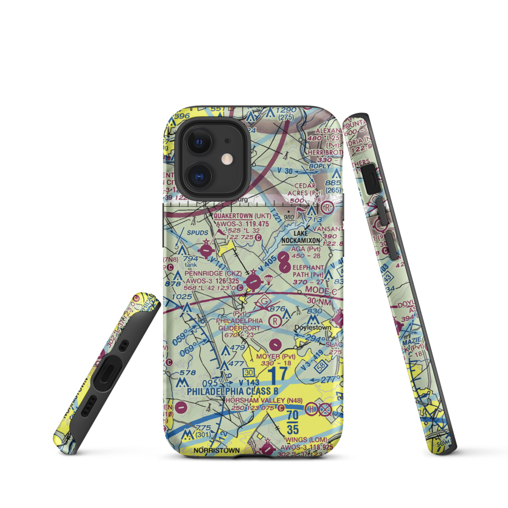 Pennridge Airport (CKZ) VFR Sectional  Tough iPhone Case iPhone 12 mini model shown