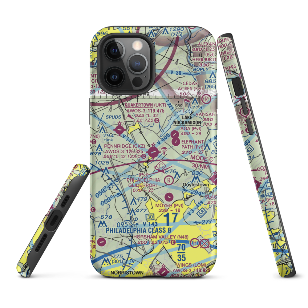 Pennridge Airport (CKZ) VFR Sectional  Tough iPhone Case iPhone 12 Pro Max model shown