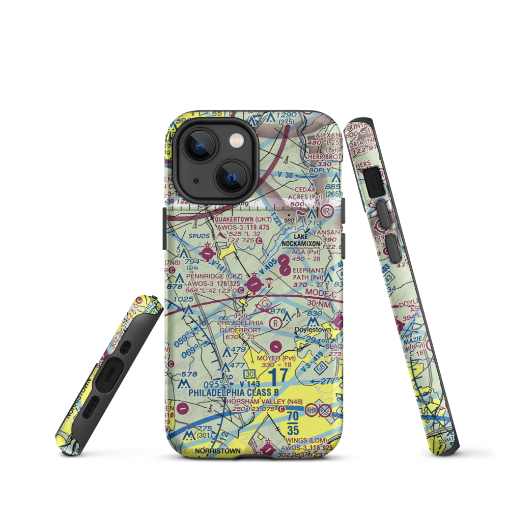 Pennridge Airport (CKZ) VFR Sectional  Tough iPhone Case iPhone 13 mini model shown