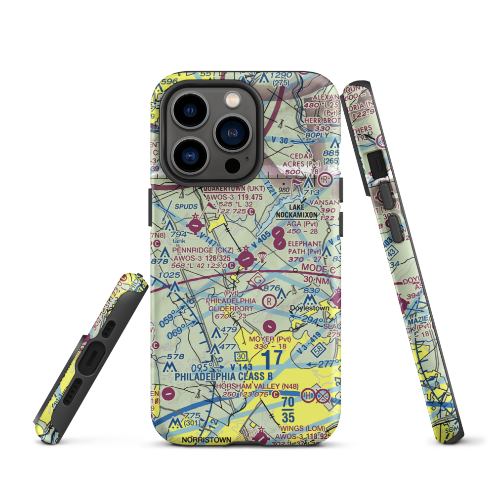 Pennridge Airport (CKZ) VFR Sectional  Tough iPhone Case iPhone 13 Pro model shown