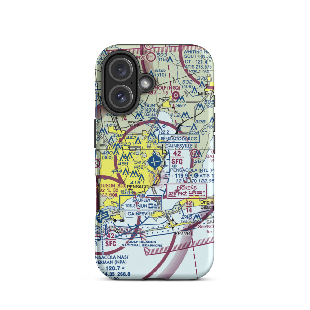Pensacola International Airport (PNS) VFR Sectional  Tough iPhone Case iPhone 16 model shown