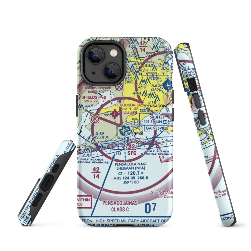 Pensacola Naval Air Station/Forrest Sherman Field (NPA) VFR Sectional  Tough iPhone Case iPhone 14 model shown