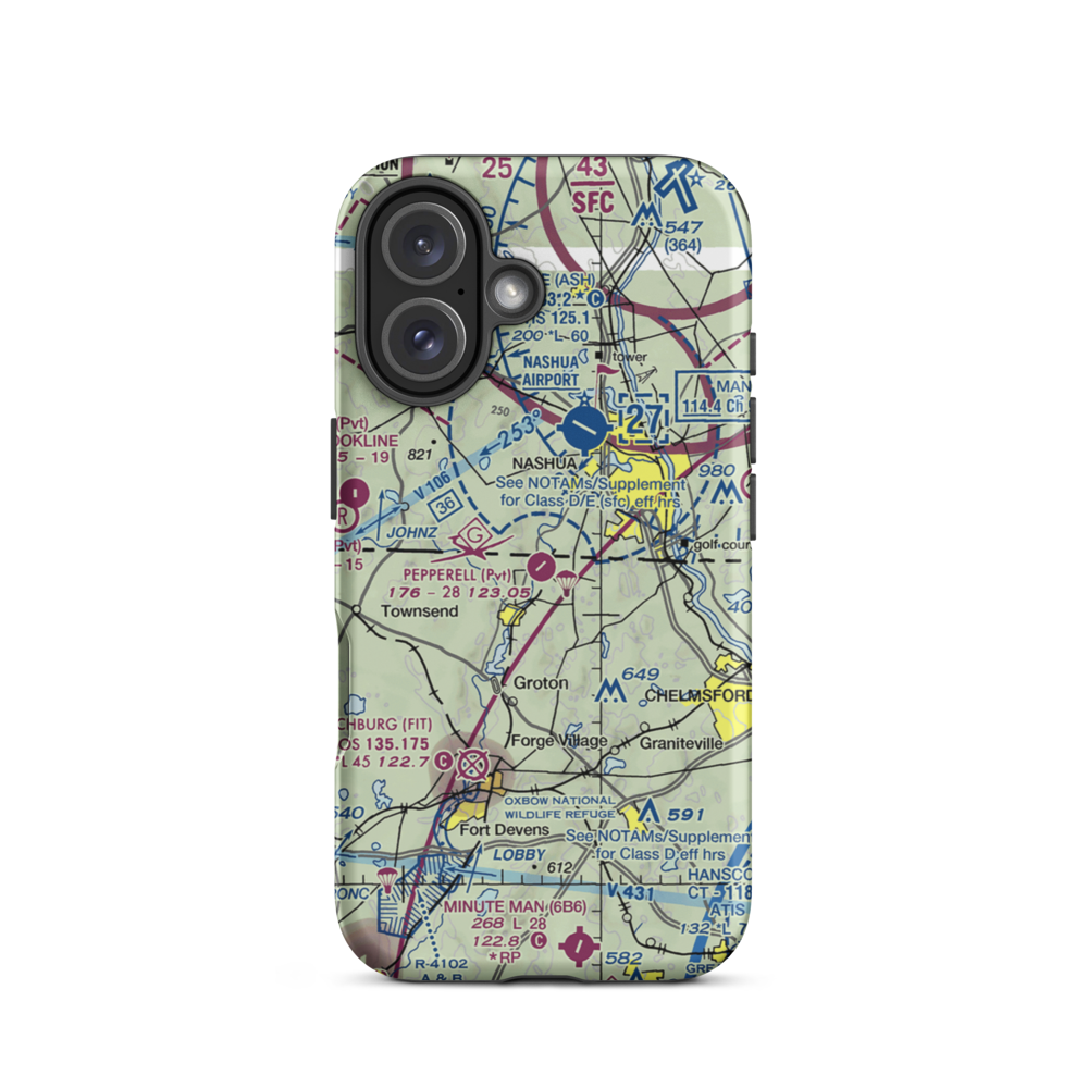 Pepperell Airport (26MA) VFR Sectional  Tough iPhone Case iPhone 16 model shown