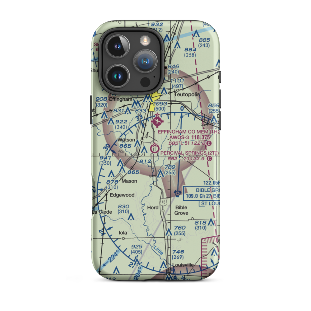Percival Springs Airport (2T2) VFR Sectional  Tough iPhone Case iPhone 16 Pro Max model shown