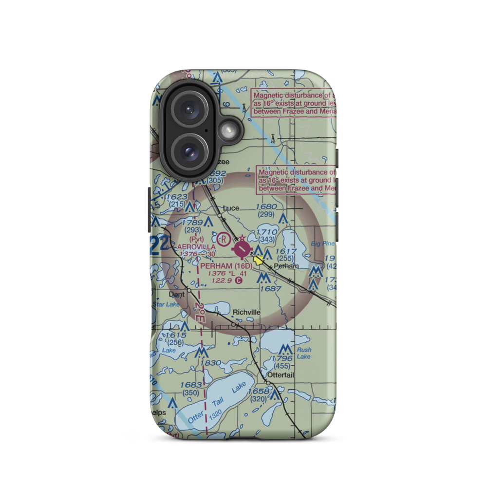 Perham Municipal Airport (16D) VFR Sectional  Tough iPhone Case iPhone 16 model shown