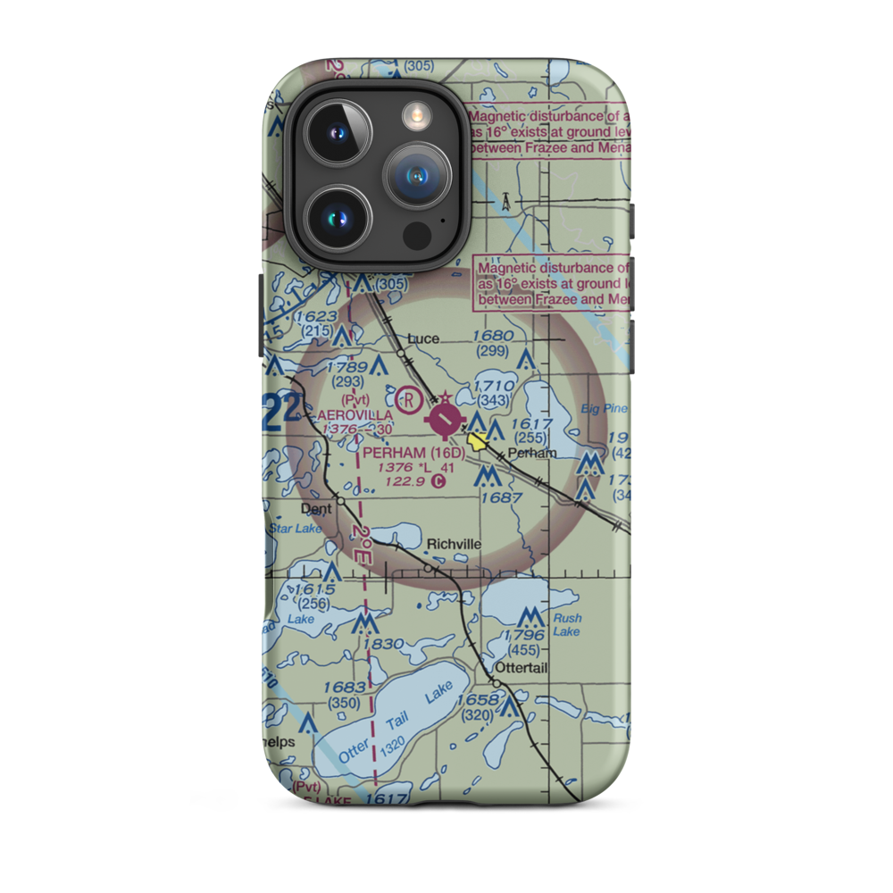 Perham Municipal Airport (16D) VFR Sectional  Tough iPhone Case iPhone 16 Pro Max model shown