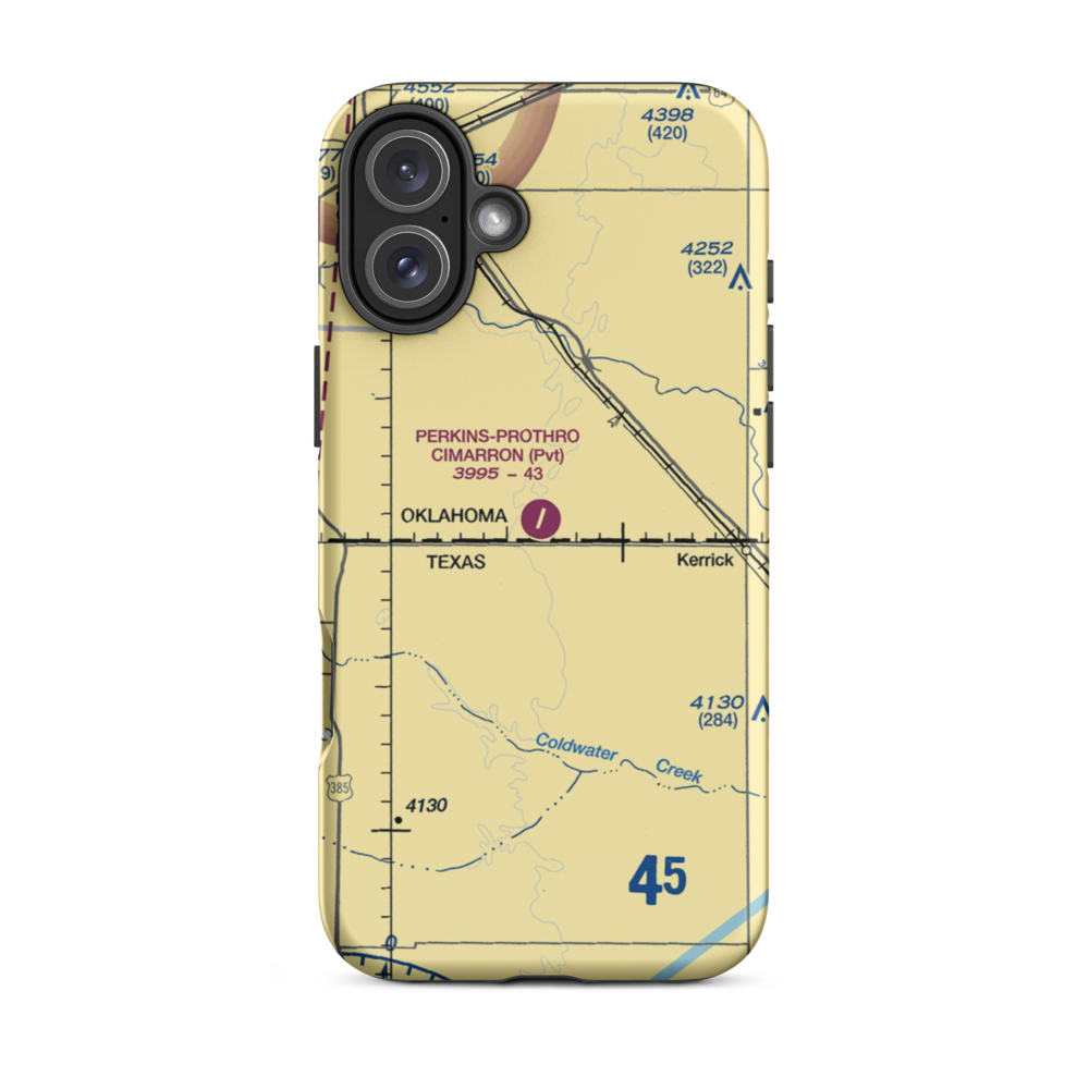Perkins Prothro Cimarron Ranch Airport (5TE4) VFR Sectional  Tough iPhone Case iPhone 16 Plus model shown