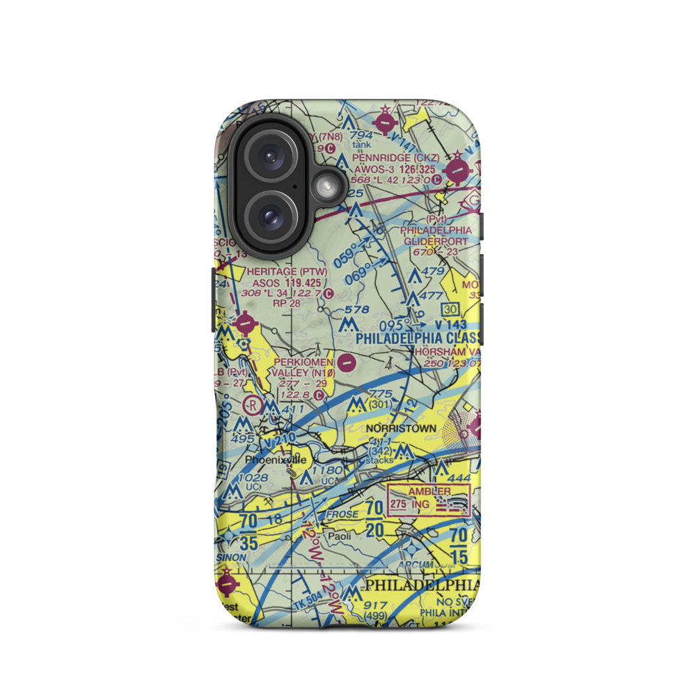 Perkiomen Valley Airport (N10) VFR Sectional  Tough iPhone Case iPhone 16 model shown