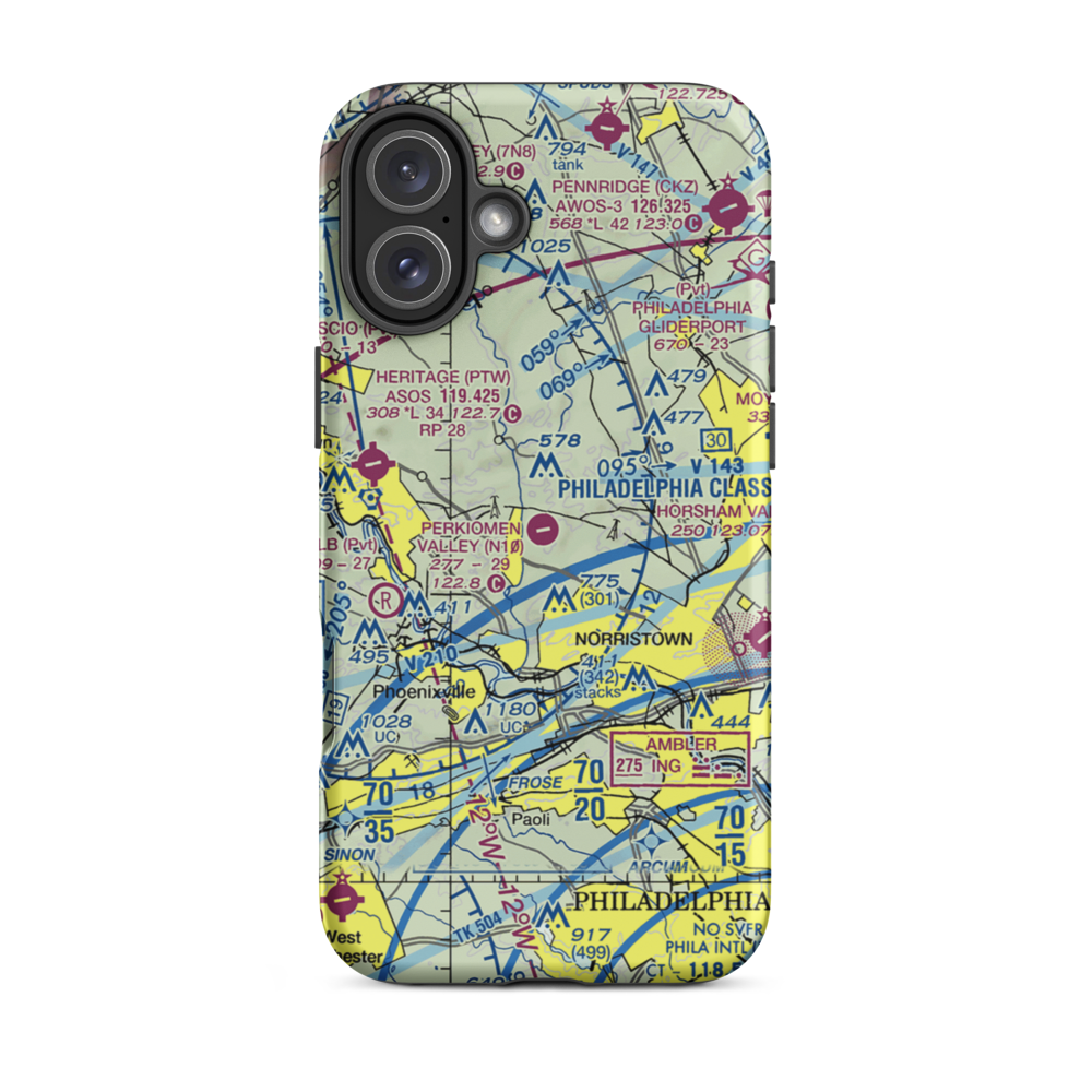 Perkiomen Valley Airport (N10) VFR Sectional  Tough iPhone Case iPhone 16 Plus model shown