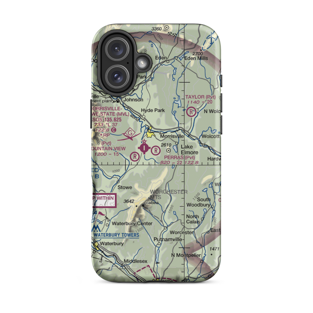 Perras Field (VT44) VFR Sectional  Tough iPhone Case iPhone 16 Plus model shown