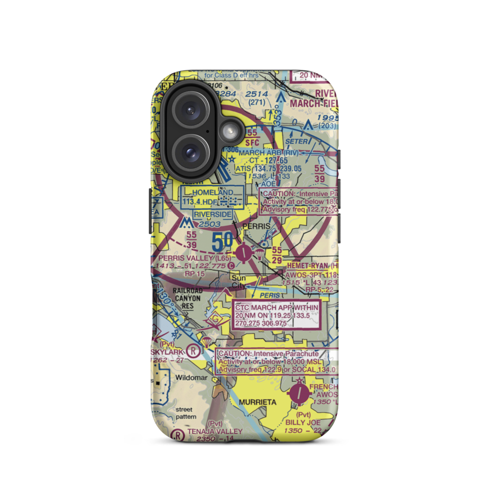 Perris Valley Airport (L65) VFR Sectional  Tough iPhone Case iPhone 16 model shown