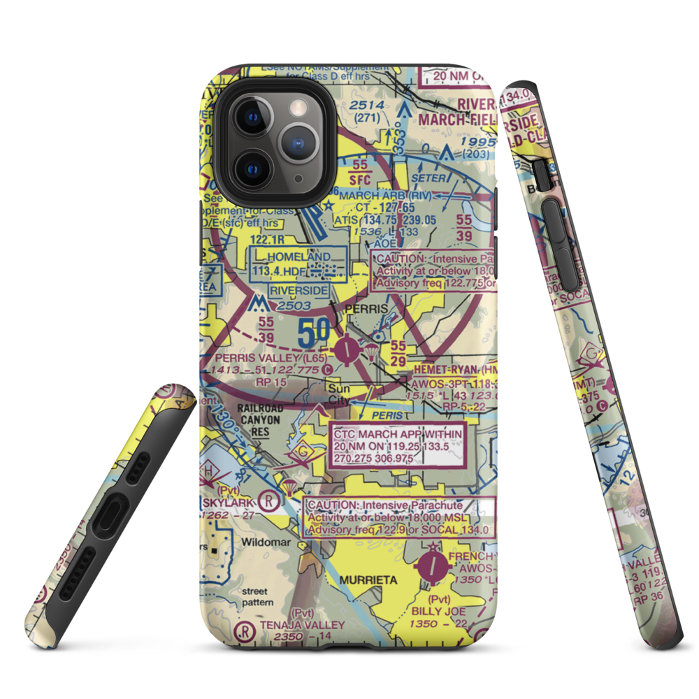 Perris Valley Airport (L65) VFR Sectional  Tough iPhone Case iPhone 11 Pro Max model shown
