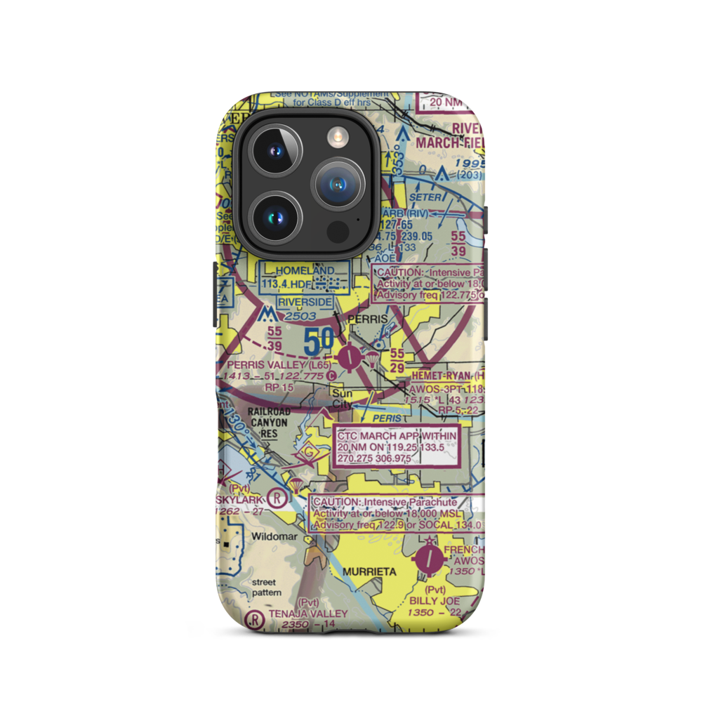 Perris Valley Airport (L65) VFR Sectional  Tough iPhone Case iPhone 16 Pro model shown