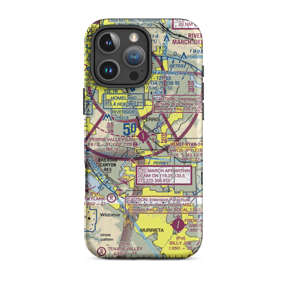 Perris Valley Airport (L65) VFR Sectional  Tough iPhone Case iPhone 16 Pro Max model shown