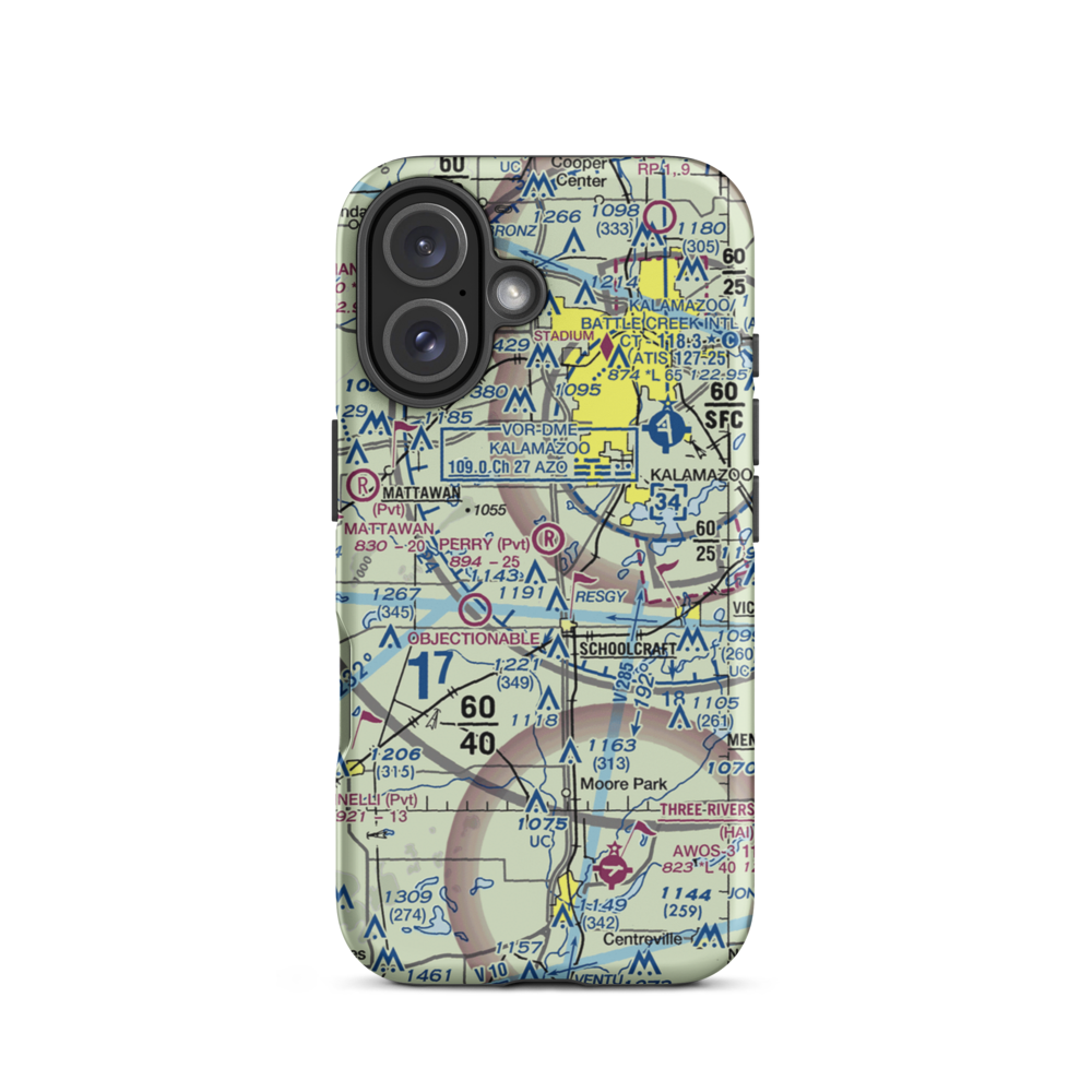 Perry Airport (MI89) VFR Sectional  Tough iPhone Case iPhone 16 model shown