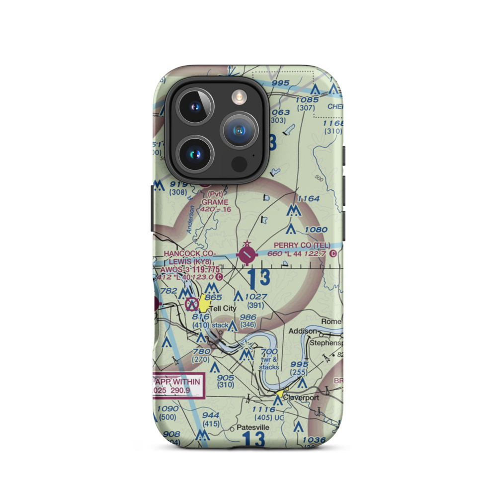 Perry County Municipal Airport (TEL) VFR Sectional  Tough iPhone Case iPhone 16 Pro model shown